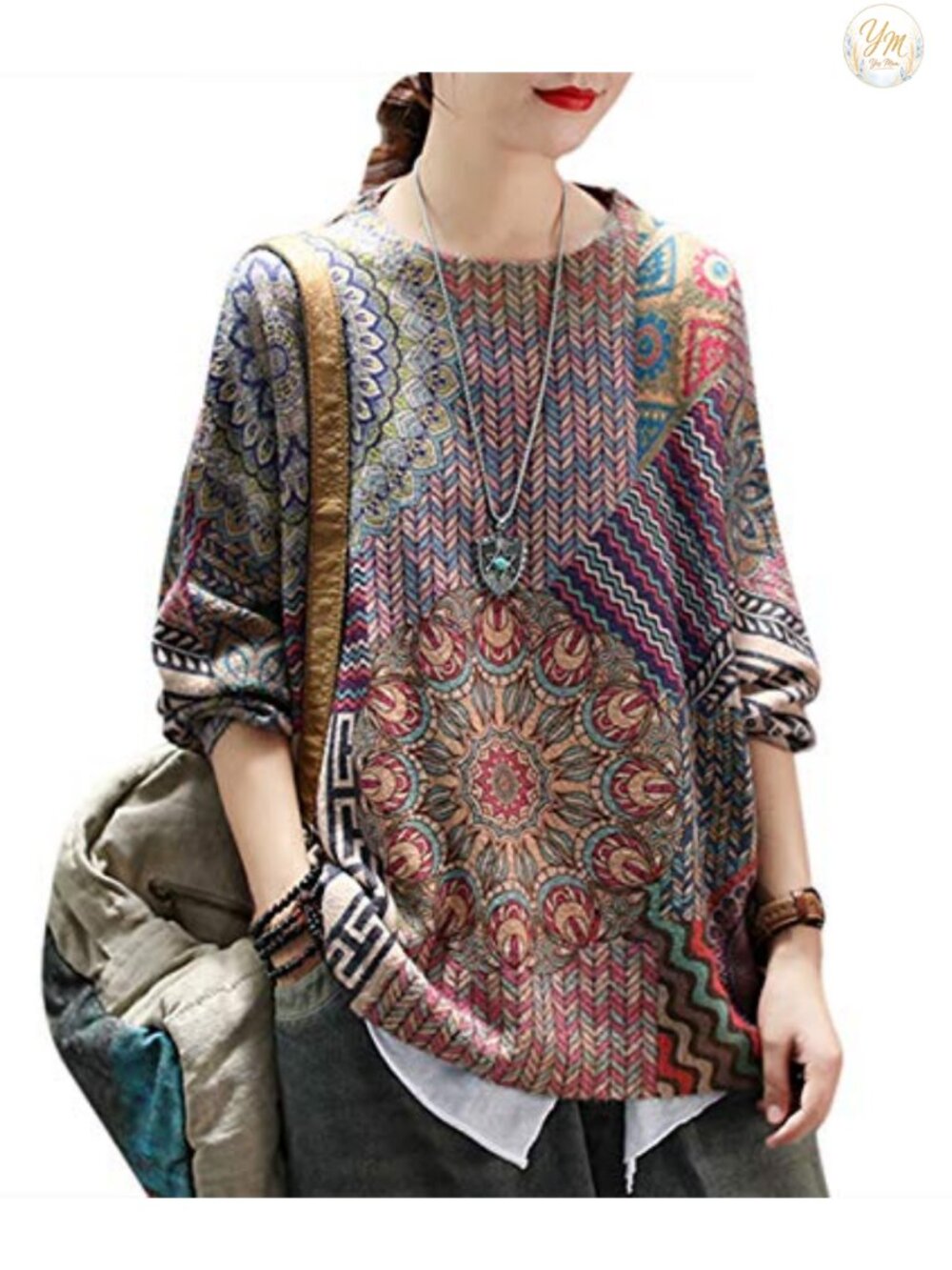 Oversized Graphic Cat Print Pullover Sweater - Cozy Cotton Wool Knit Tunic